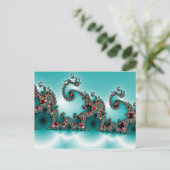 Blauw fractaal Briefkaart (Staand voorkant)