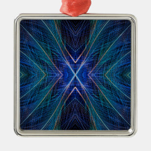 Blauw fractal doetherontwerp metalen ornament