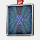 Blauw fractal doetherontwerp metalen ornament (Links)