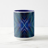 Blauw fractal doetherontwerp mok (Midden)