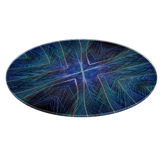 Blauw fractal doetherontwerp snijplank (Hoek)