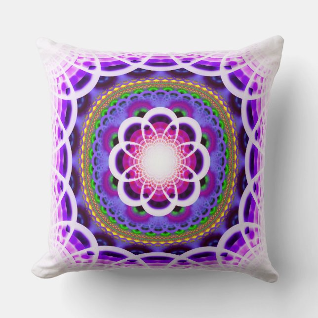 Blauw fractal mozaïekpatroon kussen (Voorkant)