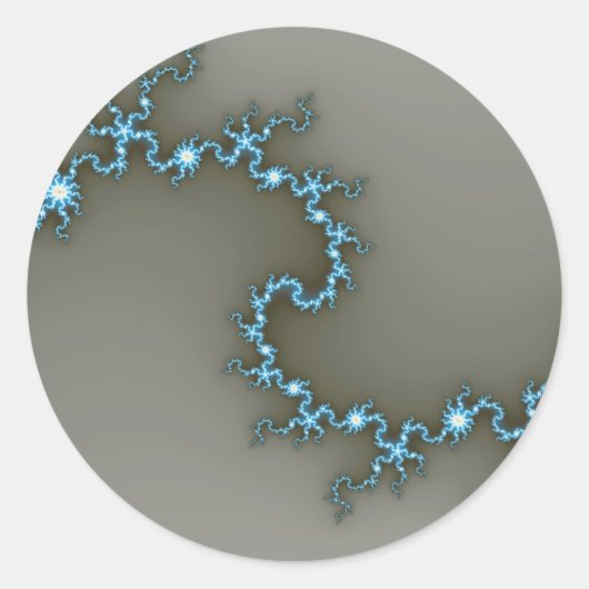 Blauw - Fractal Ronde Sticker (Voorkant)