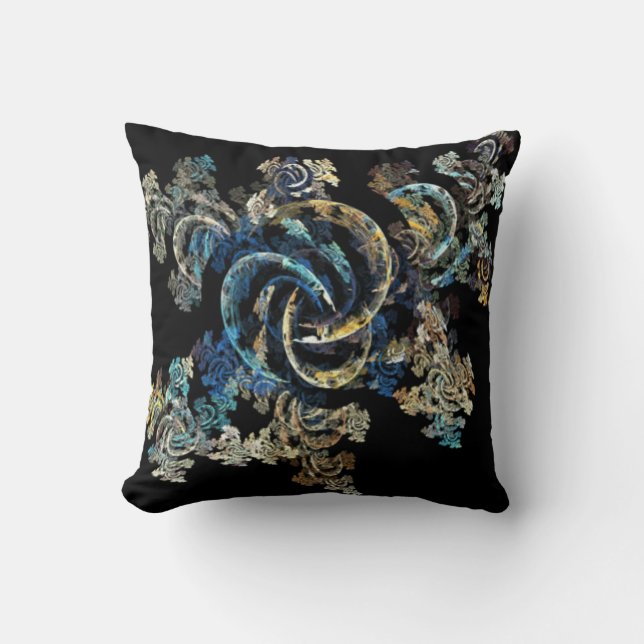 Blauw fractal stijl kussen (Voorkant)