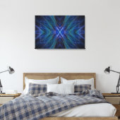 Blauw Fractal Veer Ontwerp Canvas Afdruk (Insitu (Slaapkamer))