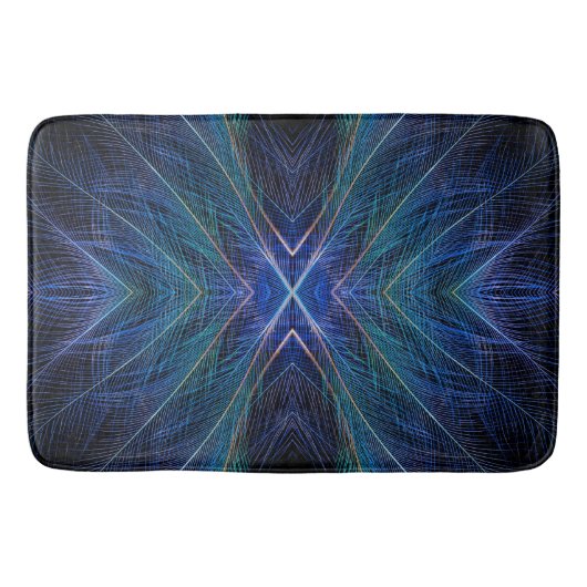 Blauw Fractal Veerontwerp Badmat (Voorkant)