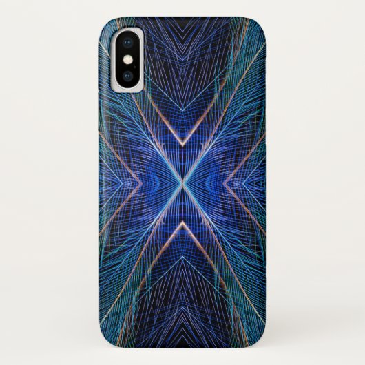 Blauw Fractal Veerontwerp Case-Mate iPhone Case (Achterkant)