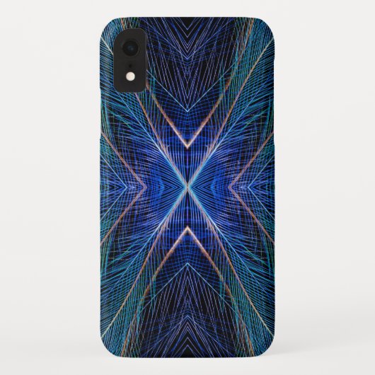 Blauw Fractal Veerontwerp Case-Mate iPhone Case (Achterkant)