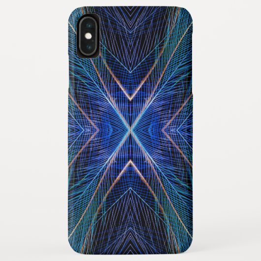 Blauw Fractal Veerontwerp Case-Mate iPhone Case (Achterkant)