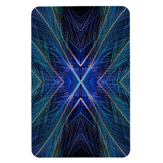 Blauw Fractal Veerontwerp Magneet (Verticaal)
