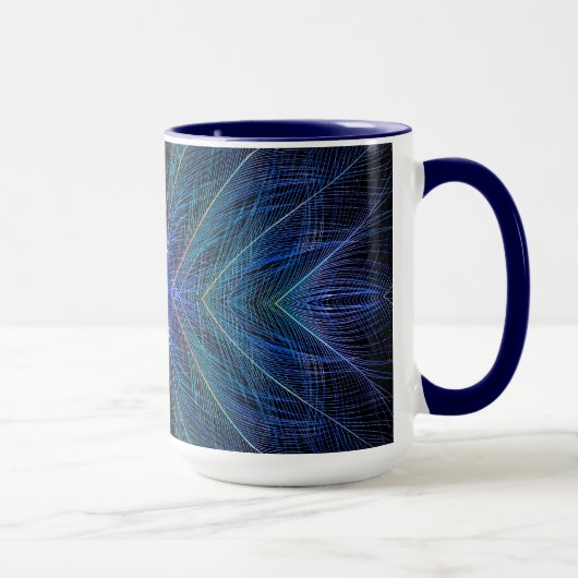 Blauw Fractal Veerontwerp Mok (Rechts)