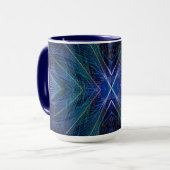 Blauw Fractal Veerontwerp Mok (Voorkant links)