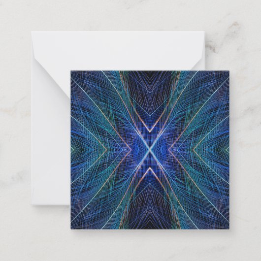 Blauw Fractal Veerontwerp Notitiekaartje (Voorkant)