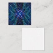 Blauw Fractal Veerontwerp Notitiekaartje (Voorkant / Achterkant)