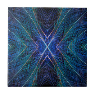 Blauw Fractal Veerontwerp Tegeltje