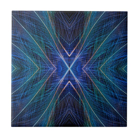 Blauw Fractal Veerontwerp Tegeltje (Voorkant)