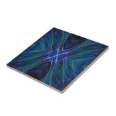 Blauw Fractal Veerontwerp Tegeltje (Zijkant)