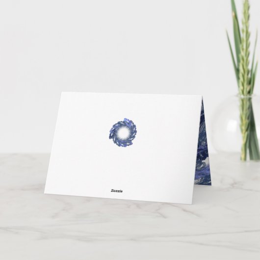 Blauw fractale kunst cirkel frame Gelukkige Vaderd Kaart (Achterkant)