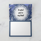 Blauw fractale kunst cirkel frame Gelukkige Vaderd Kaart (Binnen)