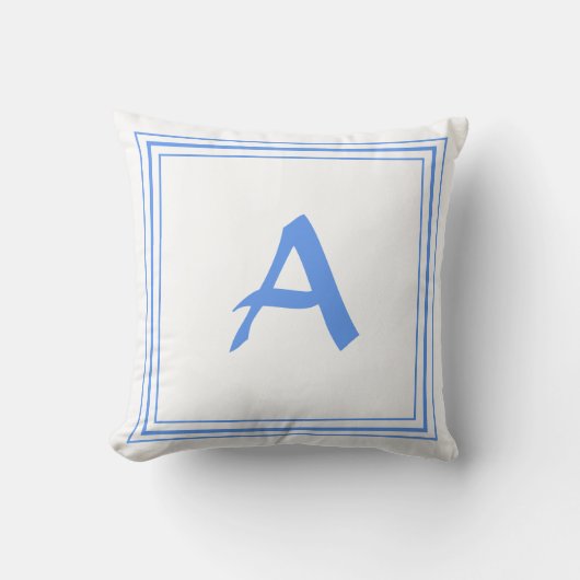 Blauw frame monogram letter A minimalistisch kusse Kussen (Voorkant)