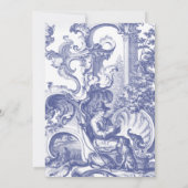 Blauw Frans Barok Toile Verjaardagsfeest Kaart (Achterkant)