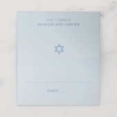 Blauw Frans Bloemen Modern Bat Mitzvah Place Card Plaatskaartje (Buitenkant ongevouwen)