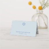 Blauw Frans Bloemen Modern Bat Mitzvah Place Card Plaatskaartje (Achterkant)