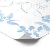 Blauw frans  bloemenbord vrijgezellenfeest poster (Hoek)