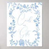 Blauw frans  bloemenbord vrijgezellenfeest poster (Voorkant)