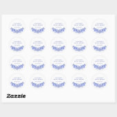 Blauw Frans bloemendesign voor bruidsdouche Ronde Sticker (Vel)