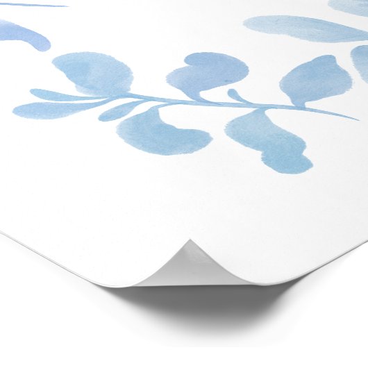 Blauw frans  bloemenwelkom vrijgezellenfeest poster (Hoek)