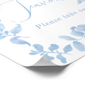 Blauw frans  bloemig gunst vrijgezellenfeest poster (Hoek)