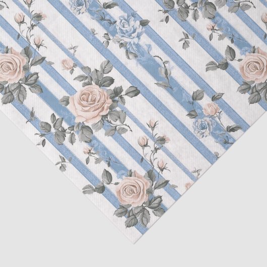 blauw Frans bloemmotief Tissuepapier (Detail)