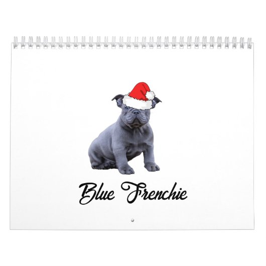 Blauw Frans Bulldog Santa Hat Kalender (Hoes)