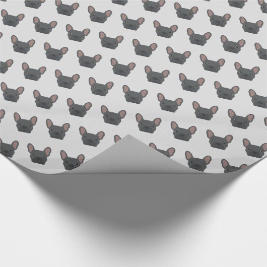 Blauw Frans Bulldog Wrapping Paper Cadeaupapier (Hoek)