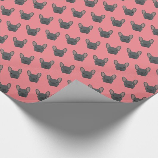 Blauw Frans Bulldog Wrapping Paper Cadeaupapier (Hoek)