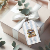 Blauw Frans Café Bruidsuitje Cadeaulabel