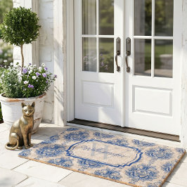 Blauw Frans Damast Toile Patroonnaam Monogram