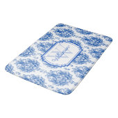 Blauw Frans Damast Toile Patroonnaam Monogram Badmat (Gekanteld)