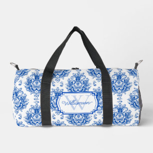 Blauw Frans Damast Toile Patroonnaam Monogram Plunjezak