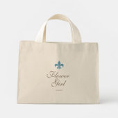 Blauw Frans Fleur de Lis Bloemenmeisje Naam Mini Tote Bag (Achterkant)