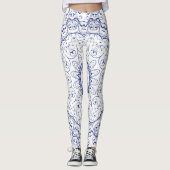 Blauw Frans gezicht boven wit Leggings (Voorkant)