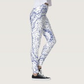 Blauw Frans gezicht boven wit Leggings (Rechts)
