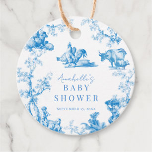 Blauw Frans Land Boerderij Dier Jongen Baby shower Bedankjes Labels