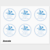 Blauw Frans Land Boerderij Dier Jongen Baby shower Ronde Sticker (Vel)