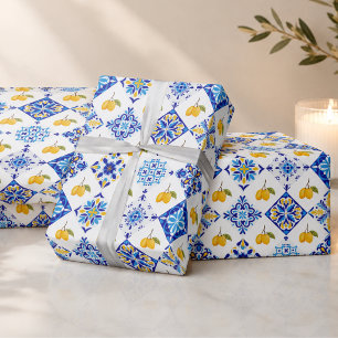 Blauw Frans land lemone patroon Cadeaupapier