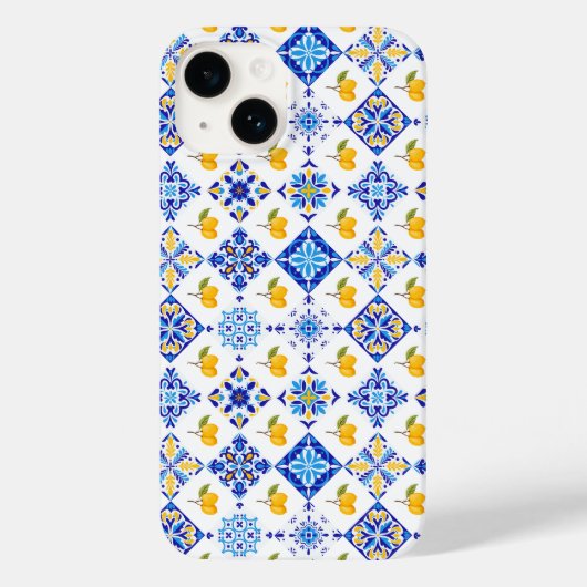 Blauw Frans land lemone patroon Case-Mate iPhone Case (Achterkant)