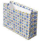 Blauw Frans land lemone patroon Groot Cadeauzakje (Voorkant Gekanteld)