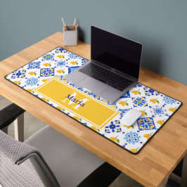 Blauw Frans land lemone patroon monogram naam Bureaumat