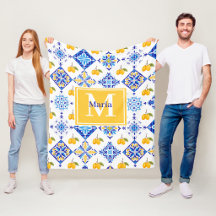 Blauw Frans land lemone patroon monogram naam